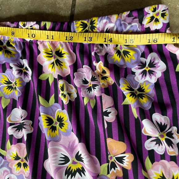 Bob Mackie Wearable Art Floral 2 Piece Set top skirt‎ pansie Purple Striped XL - Picture 11 of 11